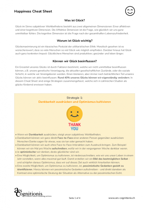 Happiness Cheat Sheet